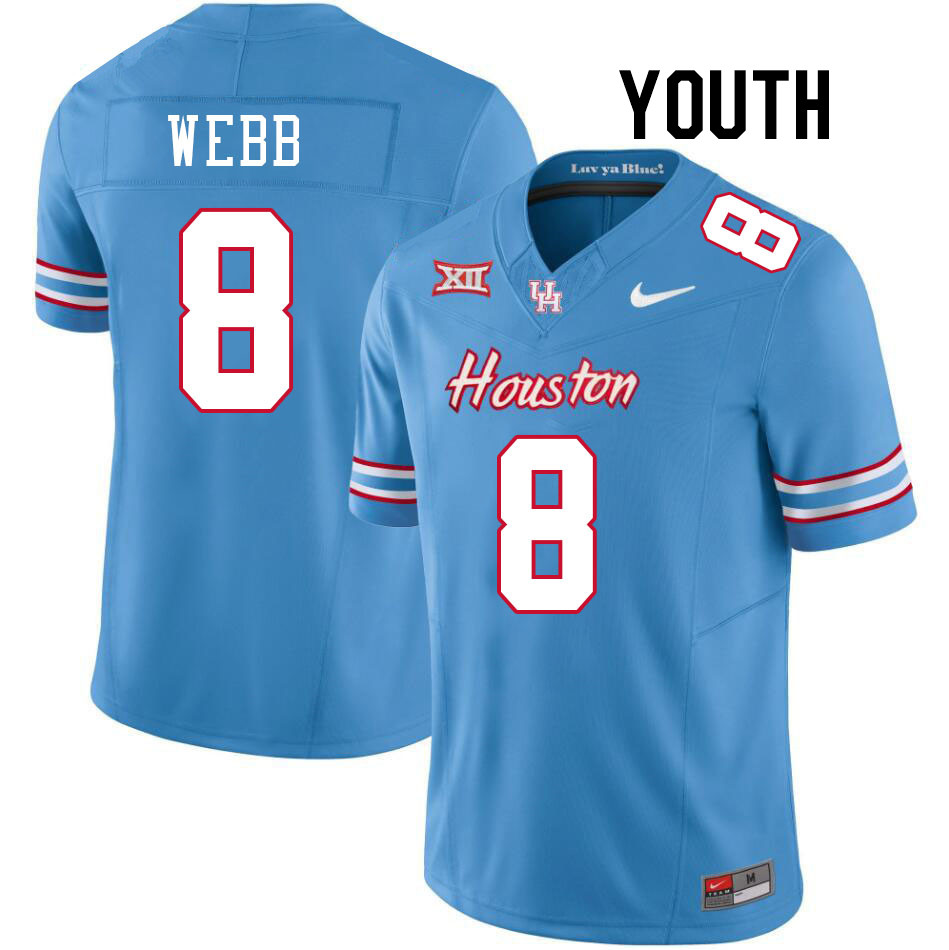 Youth #8 Kentrell Webb Houston Cougars College Football Jerseys Stitched-Oilers